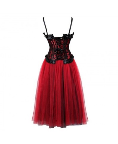 Women Sexy Lace Overbust Corset Dress Corsets Bustier Top Gothic Strap Steampunk Corset with Long Dancing Skirts S-6XL $70.27...