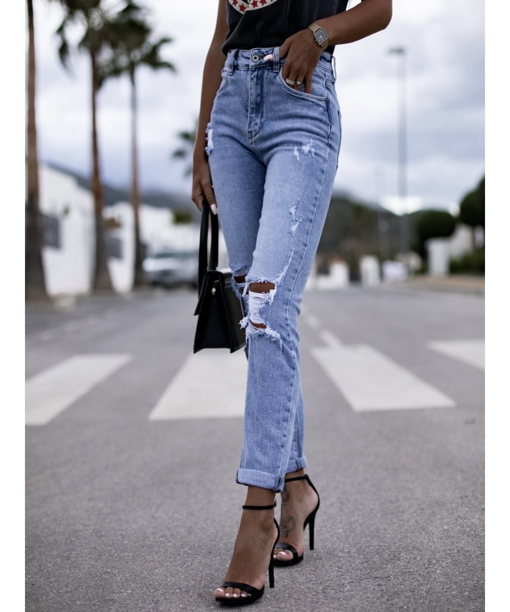 2023 Spring Women's New Jeans Stretchy Broken Straight Tight Hip Fashion Pants Women $41.60 - Jeans