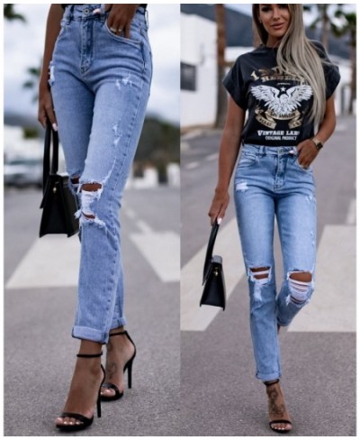 2023 Spring Women's New Jeans Stretchy Broken Straight Tight Hip Fashion Pants Women $41.60 - Jeans