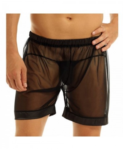 Men's Sexy Underwear Boxer Briefs Mesh Breathable Underpants Mens Mesh Shorts See Through Women Sexy Lingerie with Stockings ...