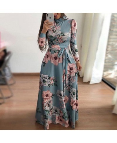 Large size women's 2023 summer long skirt Bohemian printed flower high round neck large long sleeve short sleeve fashion $32....