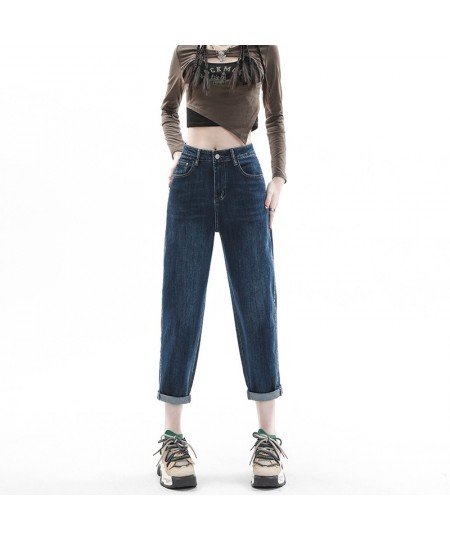 Solid Color High Waist Simple American Women's Haren Jeans Spring And Summer New Casual Fashion Blue-grey Denim Trousers Fema...