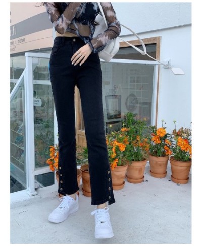 Blue Thin Denim Double-Breasted Irregular Skinny Korean Vintage Clothes Women'S High Waist Trousers Fashion Jeans Pants 2022 ...