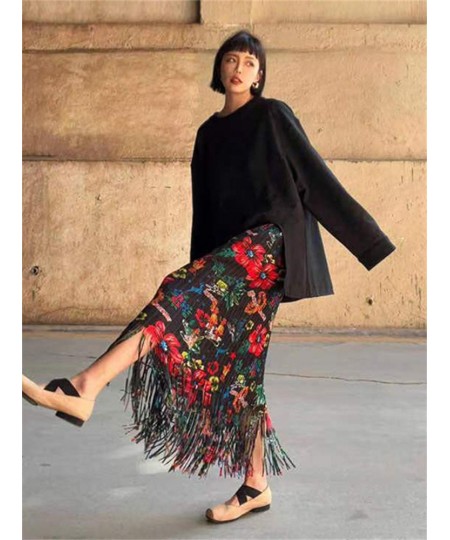 Miyake Style High-End Fashion Tassel Skirt Women's Summer 2023 New Slim Fit Waist-Controlled Slim Pleated Printed Skirt Women...