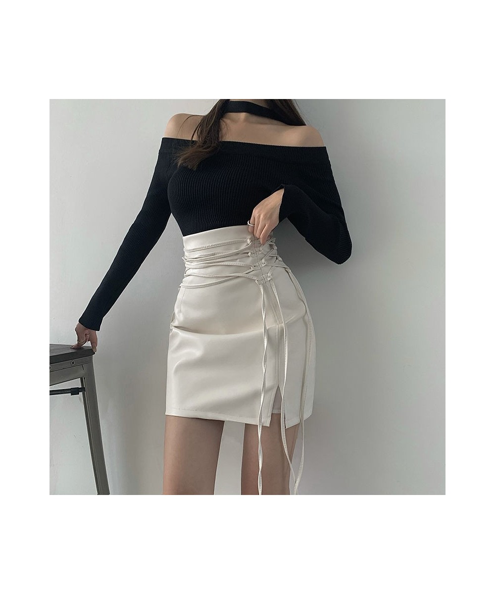 PU Skirts Women Sexy Bandage Fashion High Waist Stylish Hot Girls Solid Korean Style Spring New Lady All-match Streetwear Jup...