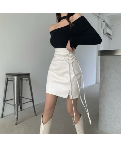 PU Skirts Women Sexy Bandage Fashion High Waist Stylish Hot Girls Solid Korean Style Spring New Lady All-match Streetwear Jup...