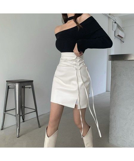 PU Skirts Women Sexy Bandage Fashion High Waist Stylish Hot Girls Solid Korean Style Spring New Lady All-match Streetwear Jup...