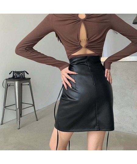 PU Skirts Women Sexy Bandage Fashion High Waist Stylish Hot Girls Solid Korean Style Spring New Lady All-match Streetwear Jup...