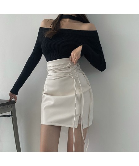 PU Skirts Women Sexy Bandage Fashion High Waist Stylish Hot Girls Solid Korean Style Spring New Lady All-match Streetwear Jup...