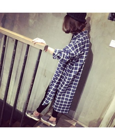 2023 Autumn Plus Size Thin Korean Blouse Flannel Loose Plaid Shirt Women Long Sleeve Casual Loose Button Down Shirt $33.86 - ...