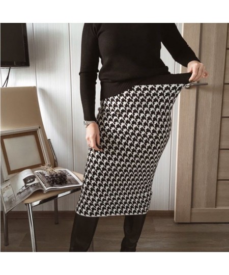 Luxury Jacquard Knit Sweater Skirt Elastic Band High Waist Midi Pencil Skirt Bodycon Women Long Skirts Jupe Femme Faldas $32....