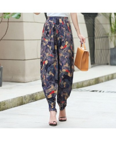 Women Summer Pants 2023 New Style Women Cotton Print Vintage Plaid Elastic Waist Loose Casual Female Trousers $32.24 - Pants ...