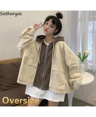 Jackets Women Spring Autumn Casual All-match Students Patchwork Korean Style Chic Zipper Harajuku Females Streetwear Overcoat...