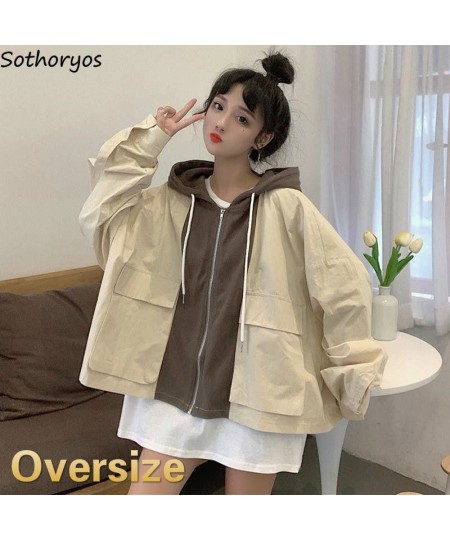 Jackets Women Spring Autumn Casual All-match Students Patchwork Korean Style Chic Zipper Harajuku Females Streetwear Overcoat...