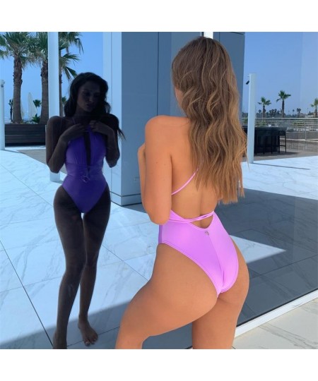 2022 New Women's One Piece Swimsuits Solid Fashion Swimming Wear One-piece Sexy Womens String Bikinis for Women $30.97 - Swim...