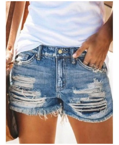 2023 Summer Women Distressed Cuffed Rolled Hem Casual Denim Shorts Must Have Casual Jeans Shorts Sexy Hot Denim Hole Shorts $...