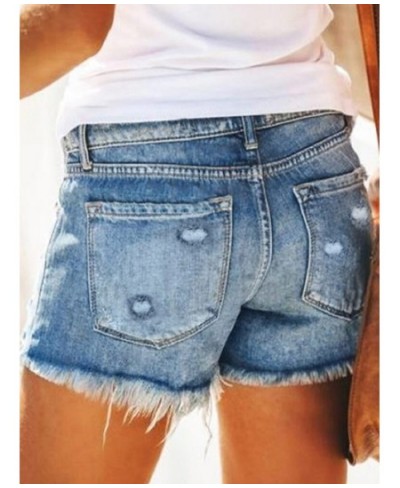 2023 Summer Women Distressed Cuffed Rolled Hem Casual Denim Shorts Must Have Casual Jeans Shorts Sexy Hot Denim Hole Shorts $...