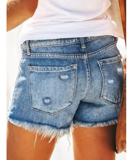 2023 Summer Women Distressed Cuffed Rolled Hem Casual Denim Shorts Must Have Casual Jeans Shorts Sexy Hot Denim Hole Shorts $...