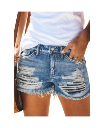 2023 Summer Women Distressed Cuffed Rolled Hem Casual Denim Shorts Must Have Casual Jeans Shorts Sexy Hot Denim Hole Shorts $...