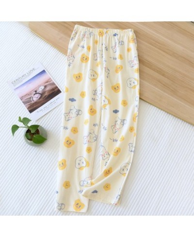 Women Knitted Cotton Pajama Pants Cartoon Soft Slacks Elastic Waist Sleep Bottoms Plus Size Pajamas Home Wear Lounge Pants 20...