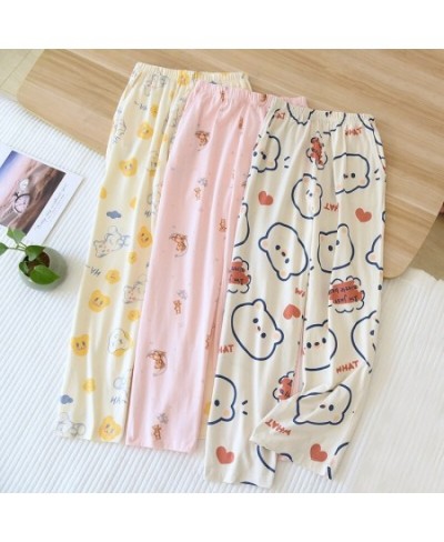 Women Knitted Cotton Pajama Pants Cartoon Soft Slacks Elastic Waist Sleep Bottoms Plus Size Pajamas Home Wear Lounge Pants 20...