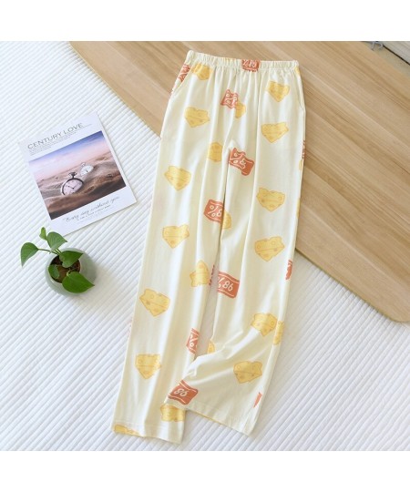 Women Knitted Cotton Pajama Pants Cartoon Soft Slacks Elastic Waist Sleep Bottoms Plus Size Pajamas Home Wear Lounge Pants 20...