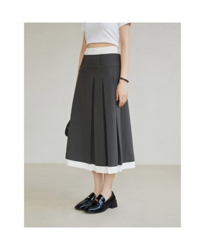 Grey Design Feeling Pleated Skirt For Female Minority 2023 Summer New High Waist A-Line Skirt For Women Casual Loose $79.98 -...