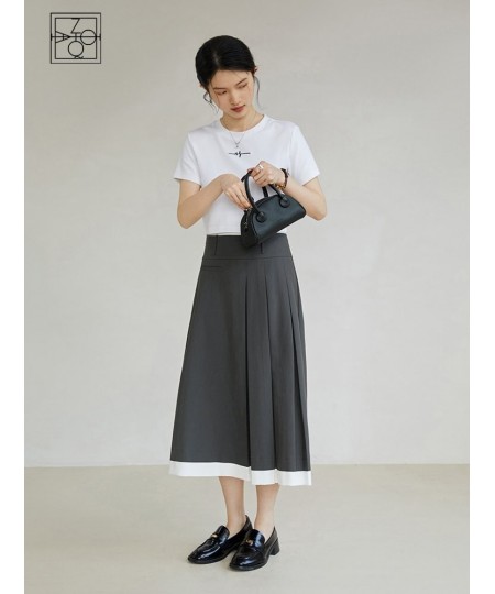 Grey Design Feeling Pleated Skirt For Female Minority 2023 Summer New High Waist A-Line Skirt For Women Casual Loose $79.98 -...