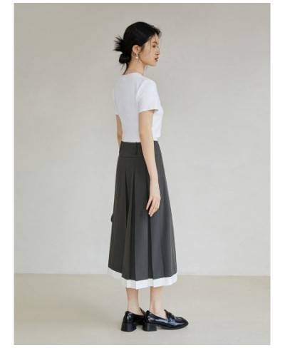 Grey Design Feeling Pleated Skirt For Female Minority 2023 Summer New High Waist A-Line Skirt For Women Casual Loose $79.98 -...