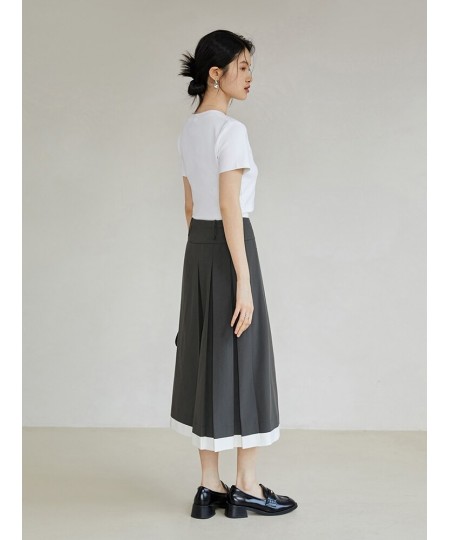 Grey Design Feeling Pleated Skirt For Female Minority 2023 Summer New High Waist A-Line Skirt For Women Casual Loose $79.98 -...