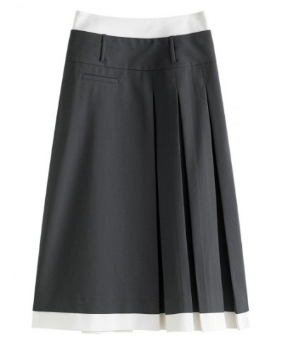 Grey Design Feeling Pleated Skirt For Female Minority 2023 Summer New High Waist A-Line Skirt For Women Casual Loose $79.98 -...