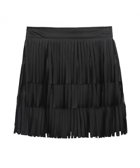 Women Black Hippie Boho PU Leather High Waist Layered Fringe Tassel Fringe Sexy Bodycon Skirt Party Clubwear Mini Skirt $37.0...