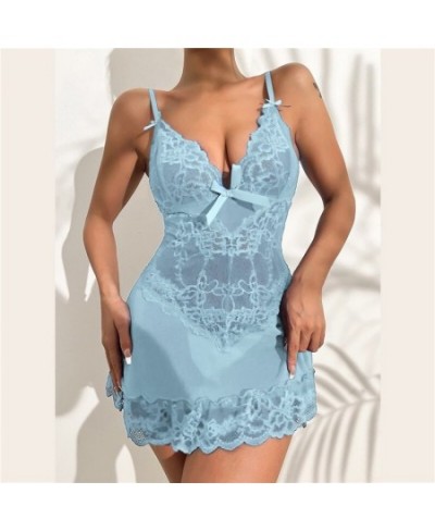 Women's Pajamas Mesh Sleepwear Dress Women Sexy Lace Nightdress V-Neck Night Wear Home Clothes for Female Clothing $21.05 - S...