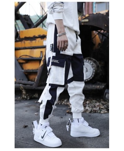 Black Streetwear Ribbons Pockets Herem Pants Men Casual Cargo Sweatpants Male Joggers pantalon homme $46.28 - Pants & Capris