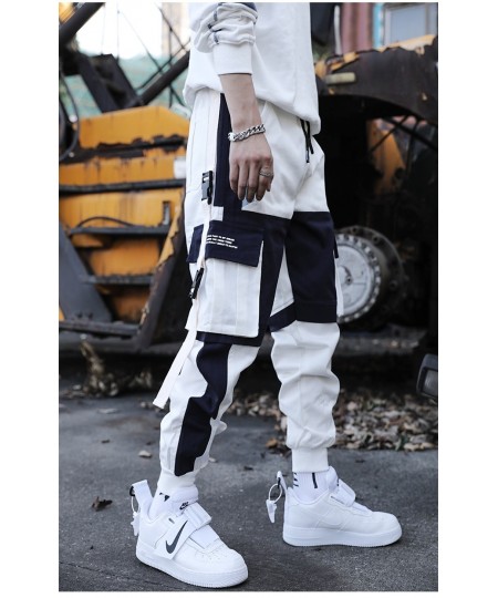 Black Streetwear Ribbons Pockets Herem Pants Men Casual Cargo Sweatpants Male Joggers pantalon homme $46.28 - Pants & Capris