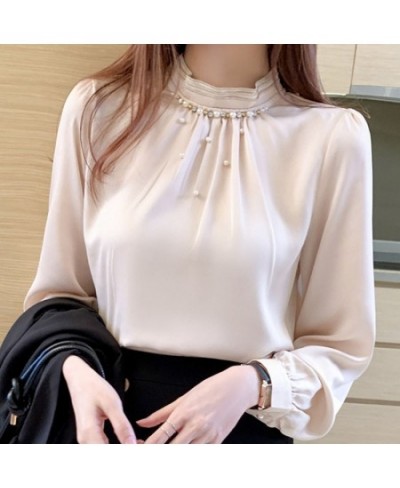 Autumn Long Sleeve Blouse Women Blusas Mujer De Moda 2022 Beading Stand Collar Chiffon Blouse Shirt Top Women Clothes Blusa $...