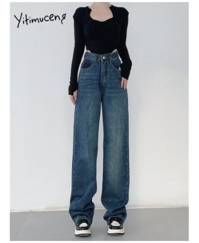 Blue Jeans for Women 2023 New Fashion Vintage Streetwear High Waisted Jeans Chic Loose Straight Wide Leg Pants Women $58.34 -...