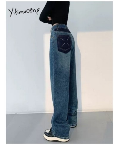 Blue Jeans for Women 2023 New Fashion Vintage Streetwear High Waisted Jeans Chic Loose Straight Wide Leg Pants Women $58.34 -...