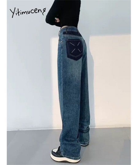 Blue Jeans for Women 2023 New Fashion Vintage Streetwear High Waisted Jeans Chic Loose Straight Wide Leg Pants Women $58.34 -...