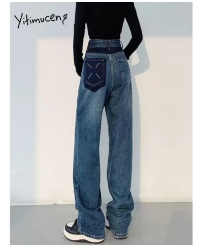 Blue Jeans for Women 2023 New Fashion Vintage Streetwear High Waisted Jeans Chic Loose Straight Wide Leg Pants Women $58.34 -...