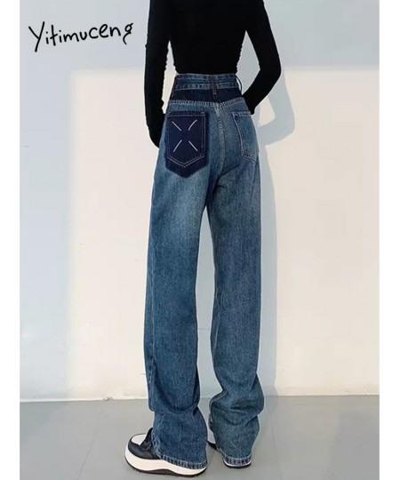 Blue Jeans for Women 2023 New Fashion Vintage Streetwear High Waisted Jeans Chic Loose Straight Wide Leg Pants Women $58.34 -...