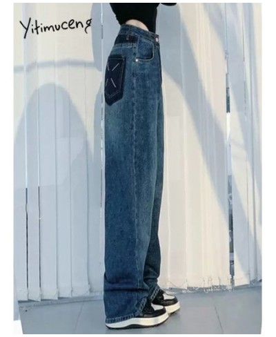 Blue Jeans for Women 2023 New Fashion Vintage Streetwear High Waisted Jeans Chic Loose Straight Wide Leg Pants Women $58.34 -...