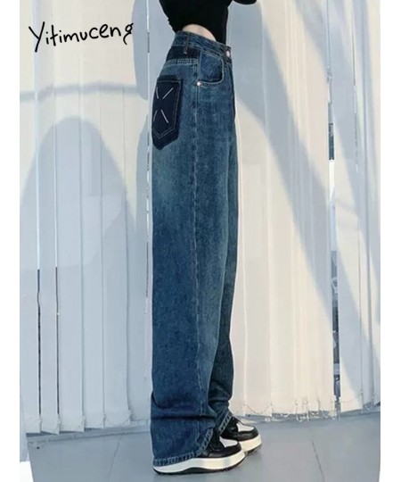 Blue Jeans for Women 2023 New Fashion Vintage Streetwear High Waisted Jeans Chic Loose Straight Wide Leg Pants Women $58.34 -...