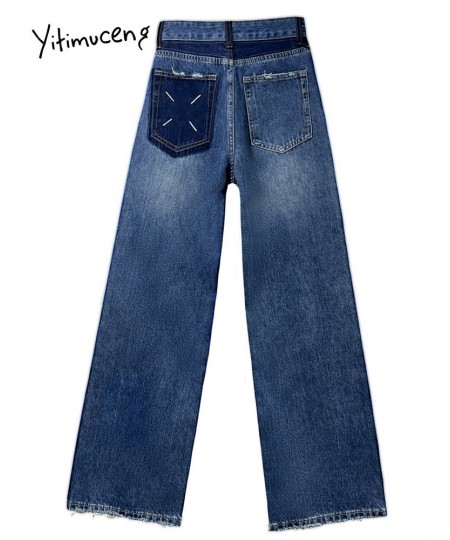 Blue Jeans for Women 2023 New Fashion Vintage Streetwear High Waisted Jeans Chic Loose Straight Wide Leg Pants Women $58.34 -...