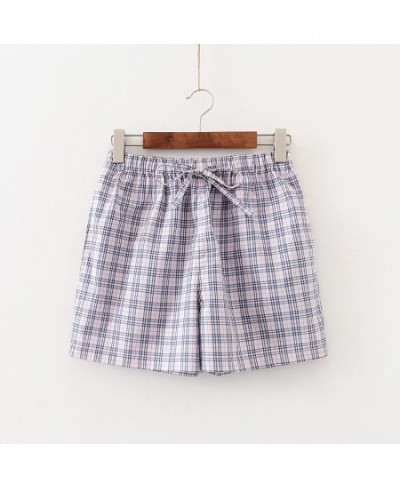 2023 Summer Women 100% Cotton Sleep Shorts Female Top quality Home Pants Ladies Casual Plaid Sleepwear Shorts Plus size short...