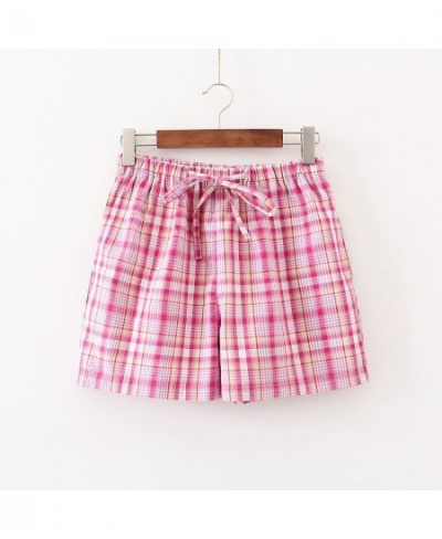 2023 Summer Women 100% Cotton Sleep Shorts Female Top quality Home Pants Ladies Casual Plaid Sleepwear Shorts Plus size short...