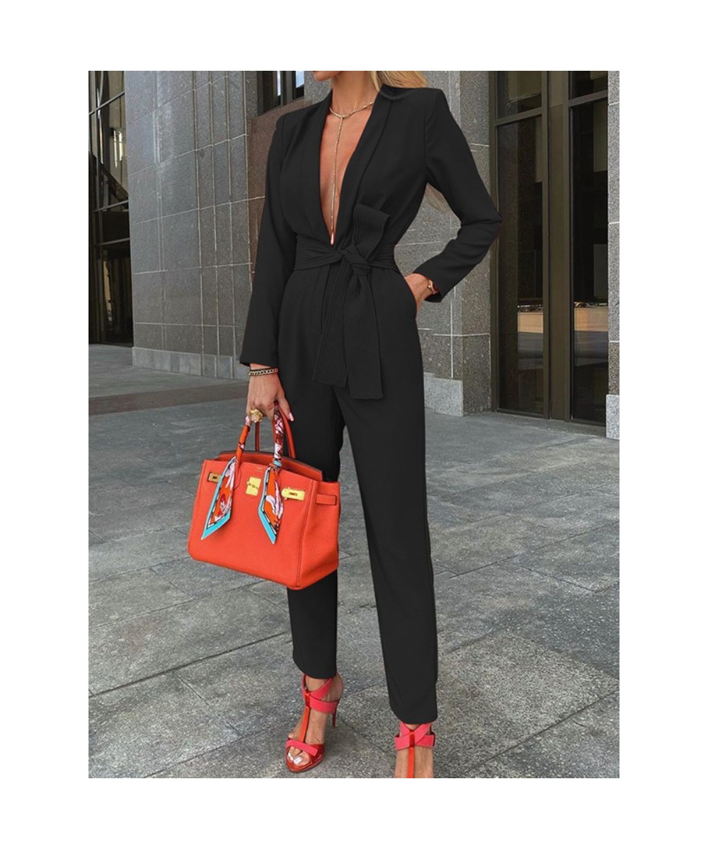 Jumpsuit Women Streetwear Sexy Fashion Lace Up Deep V Casual Jumpsuit Spring Summer External Clothes Women Clothing Jumpsuit ...