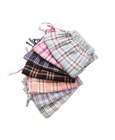 2023 Summer Women 100% Cotton Sleep Shorts Female Top quality Home Pants Ladies Casual Plaid Sleepwear Shorts Plus size short...