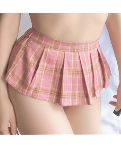 Japanese Style Women Sexy Schoolgirl Cosplay Cheerleader Plaid Nightclub Party Super Mini Pleated Cute Ladies Short Mini Skir...