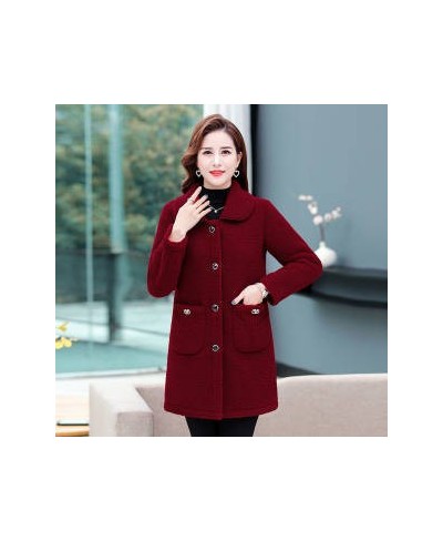 Middle-aged Mothers Faux lamb Wool Coat Autumn Winter Loose Long-sleeve Outerwear Solid Female Jacket Casual Tops $67.31 - Ja...